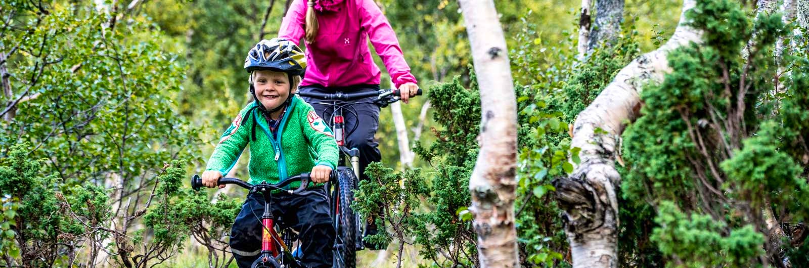 Familj som cyklar