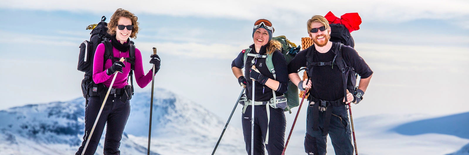 Trio på turskidåkning