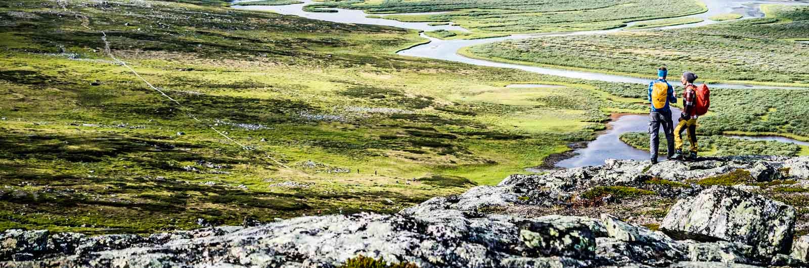 Fjällvandrare ser på utsikten