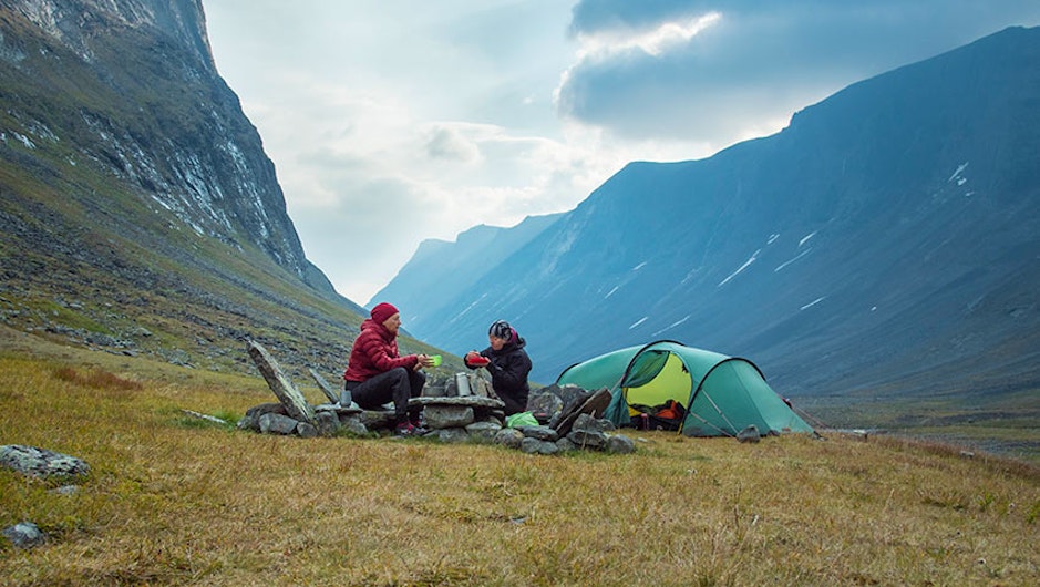 Tältare vid Nallo fjällstuga