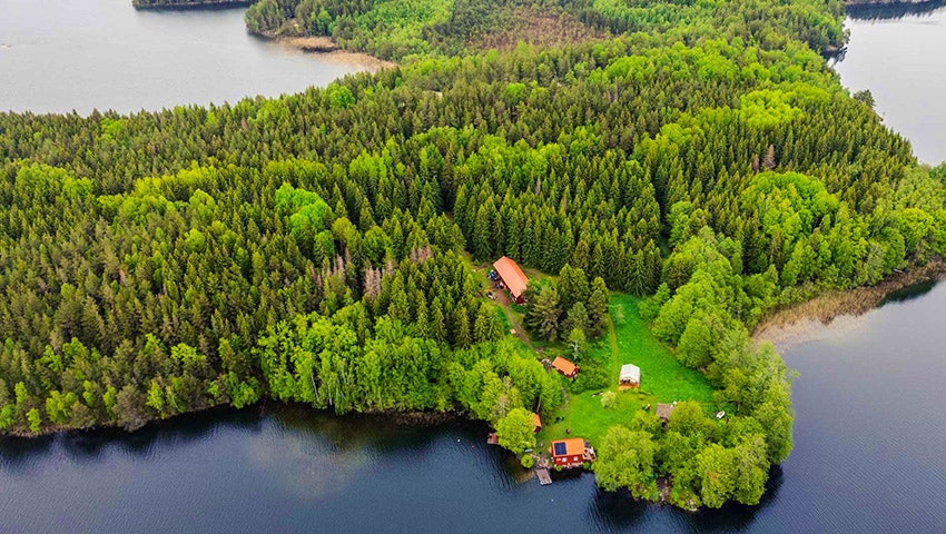 Drönarbild över Myssjö söder om Stockholm