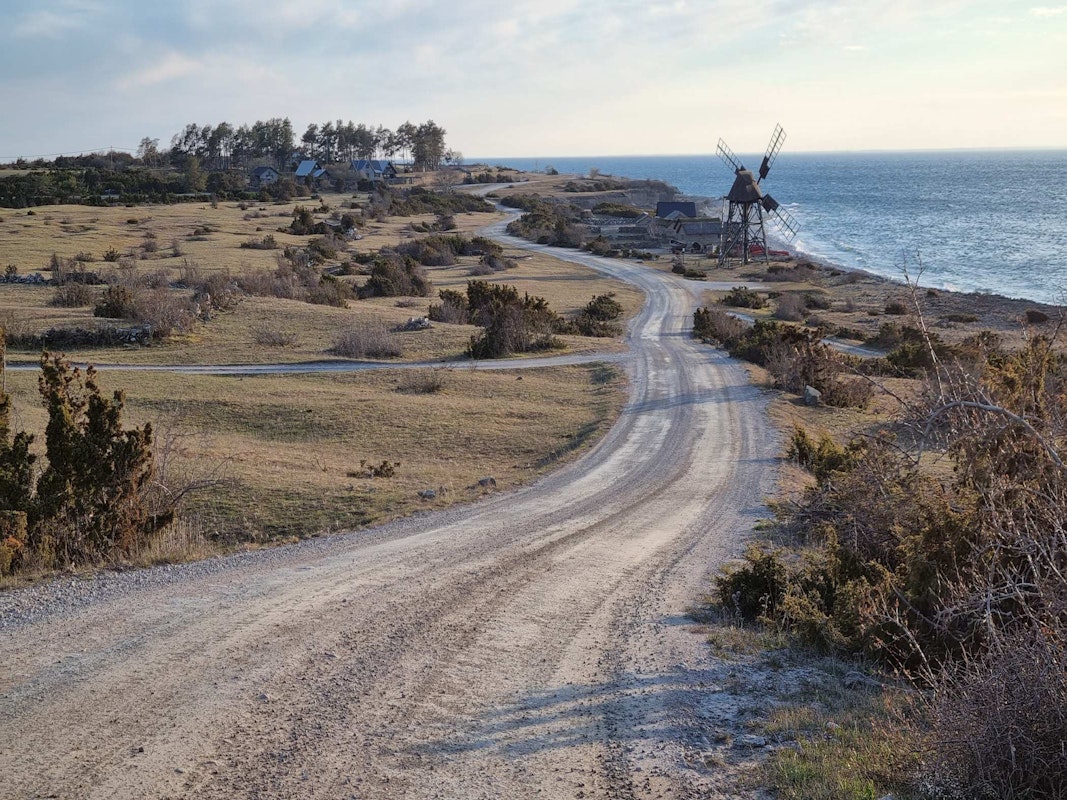 Grusväg längs kusten.
