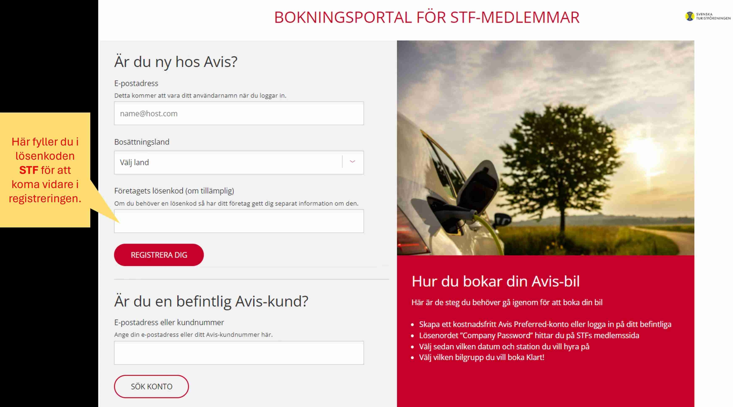 Instruktion för hur du använder rabattkod hos Avis.
